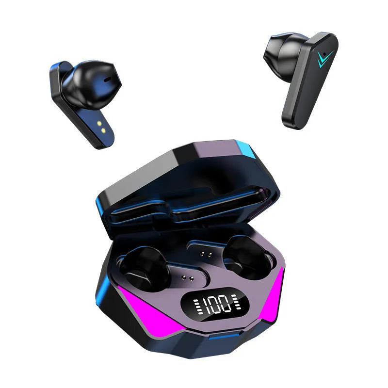 X15 wireless gaming Bluetooth headset in-ear headphones with charging case black color