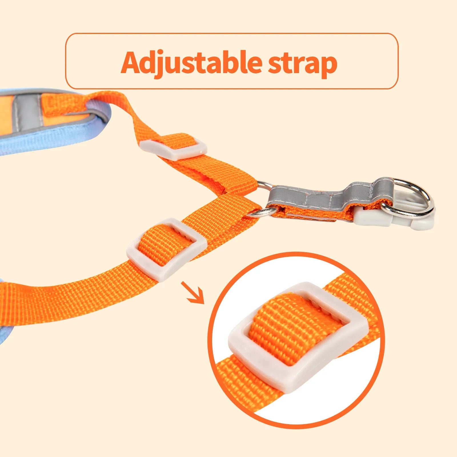 Adjustable dog harness vest in six colours with haulage rope leash attachment