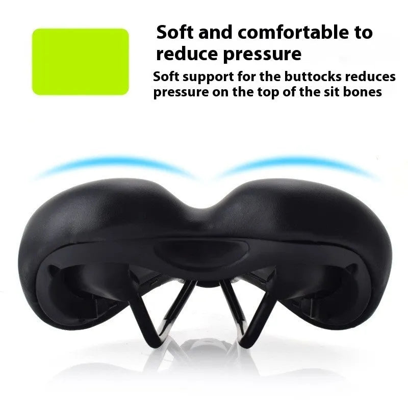Bicycle seat cushion with hollow centre design on a bike saddle