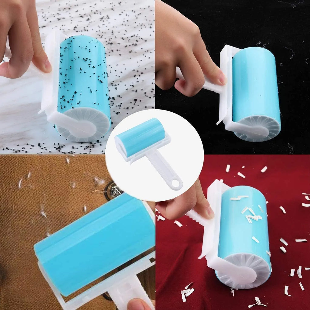 Reusable washable lint roller with cover for pet hair removal on fabrics