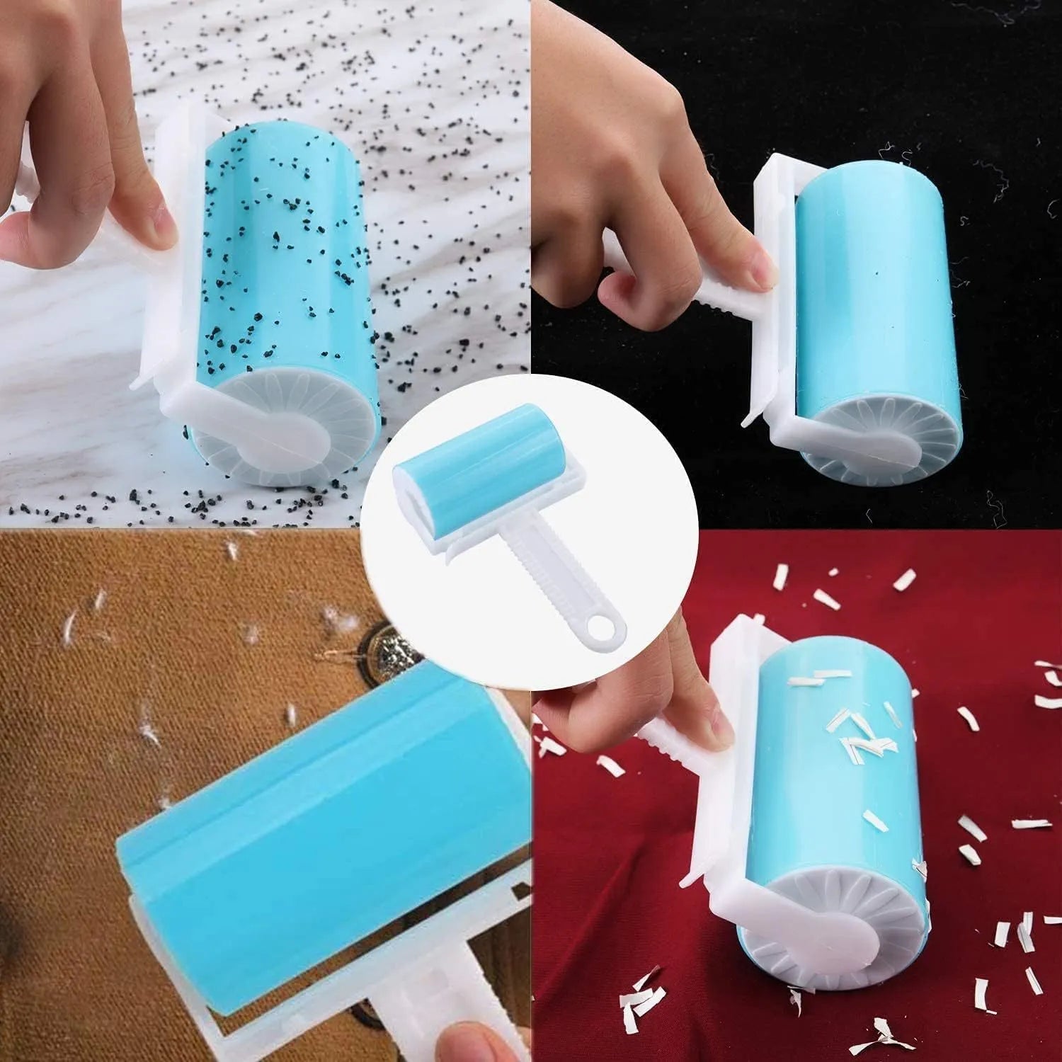 Reusable washable lint roller with cover for pet hair removal on fabrics