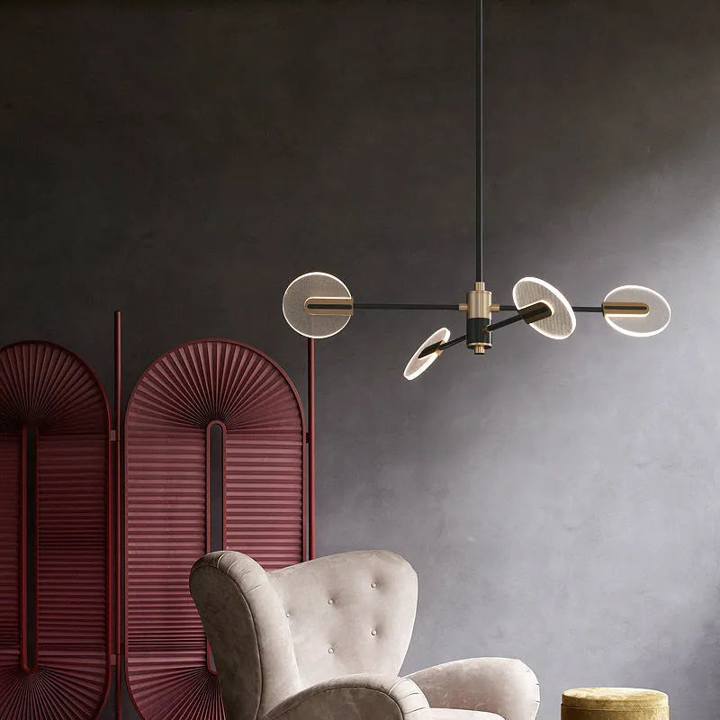 Nordic iron LED chandelier with acrylic details for dining room ceiling lighting