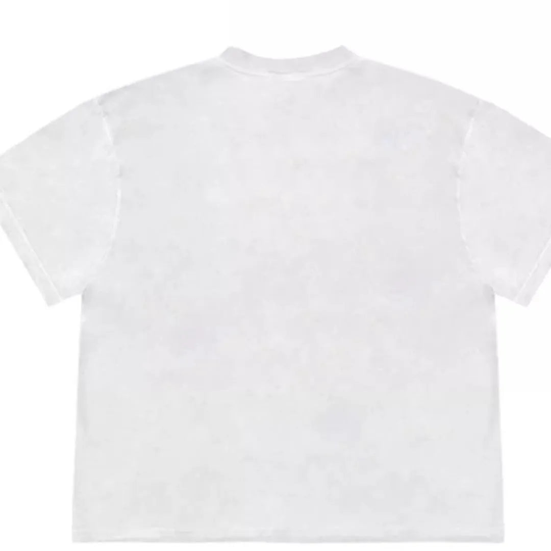 Women's loose fit blueberry patchwork T-shirt with fruit print on ice oxygen cotton.