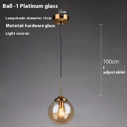 Nordic style round ball glass chandelier with multiple colour options for living room or dining room