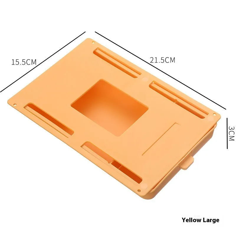Plastic adhesive under-desk storage drawer with cover in grey, white, orange or yellow