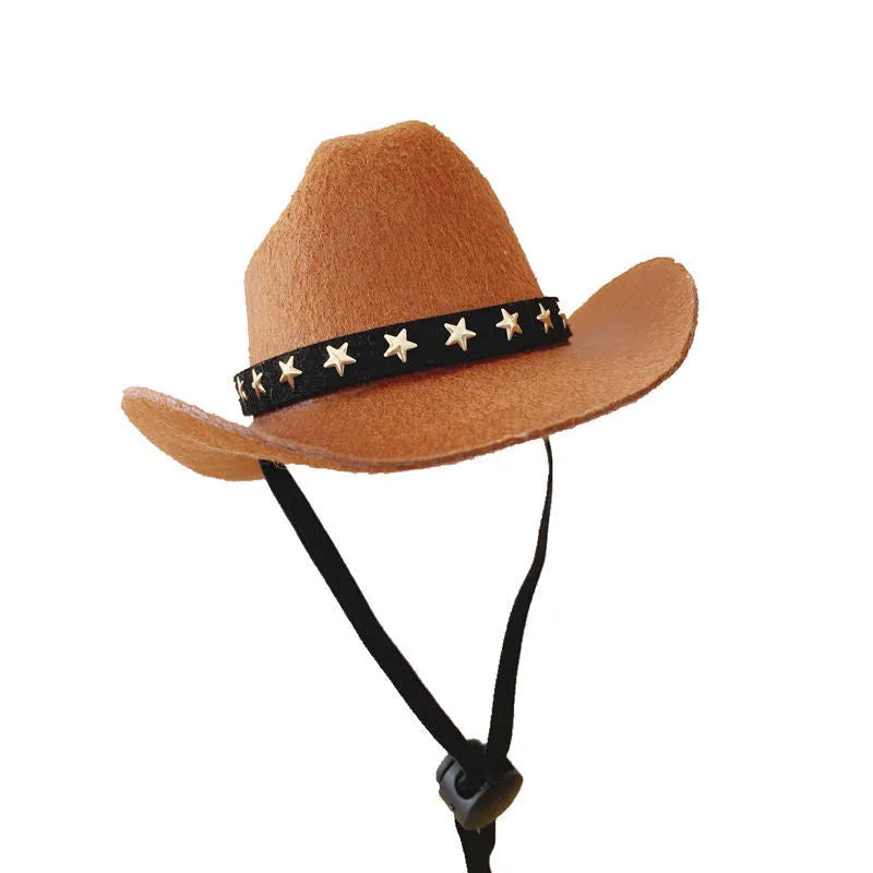 British cat cowboy hat in non woven fabric with decorative velvet belt and ribbon trim