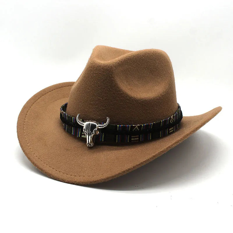 Western-style cowboy hat with bell crown in multiple colour options including army green, brown, and black