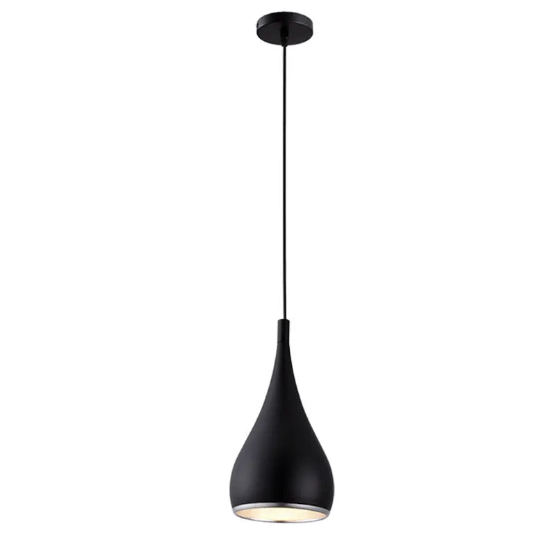 Minimalist iron restaurant chandelier bedside lamp in black, chrome or white finishes