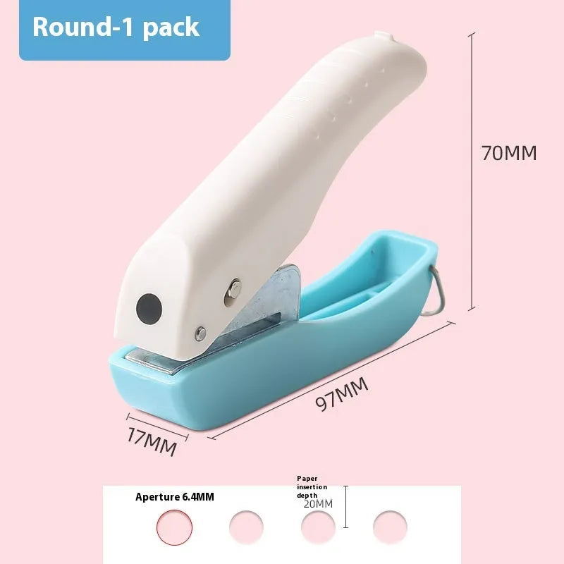 Small manual embossing punch tool for paper with Love, Star, 4mm and 6mm round patterns