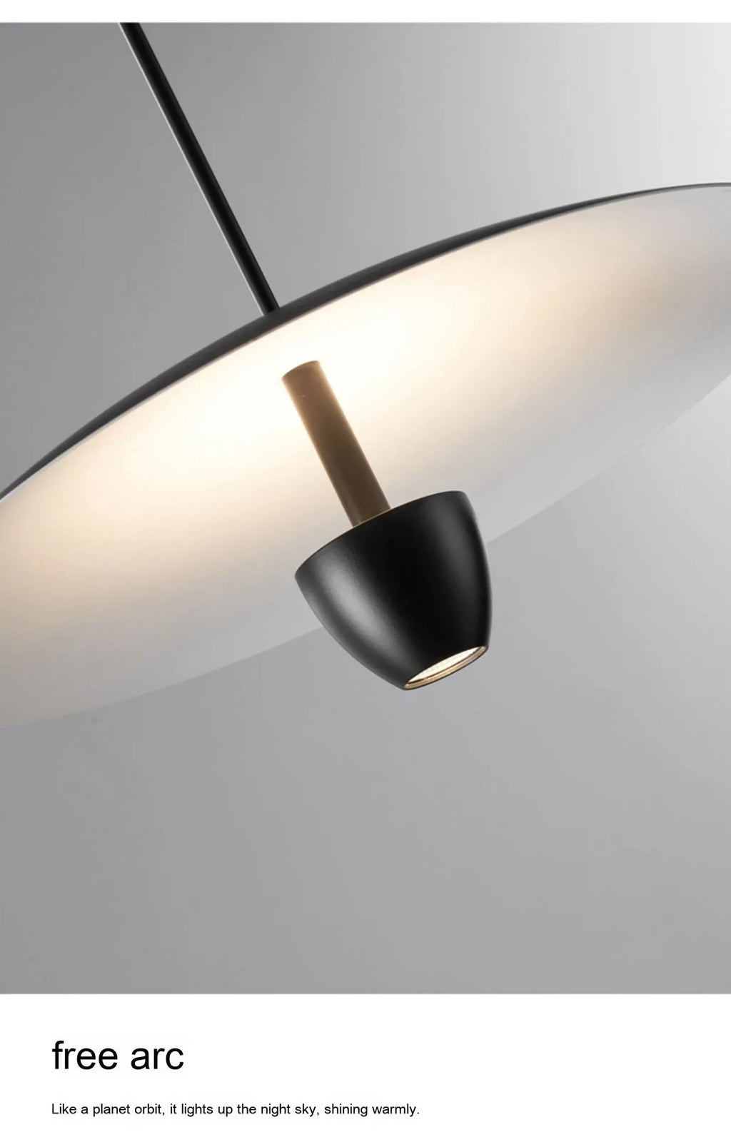 Black modern minimalist ceiling chandelier with warm white light, 400mm wide.