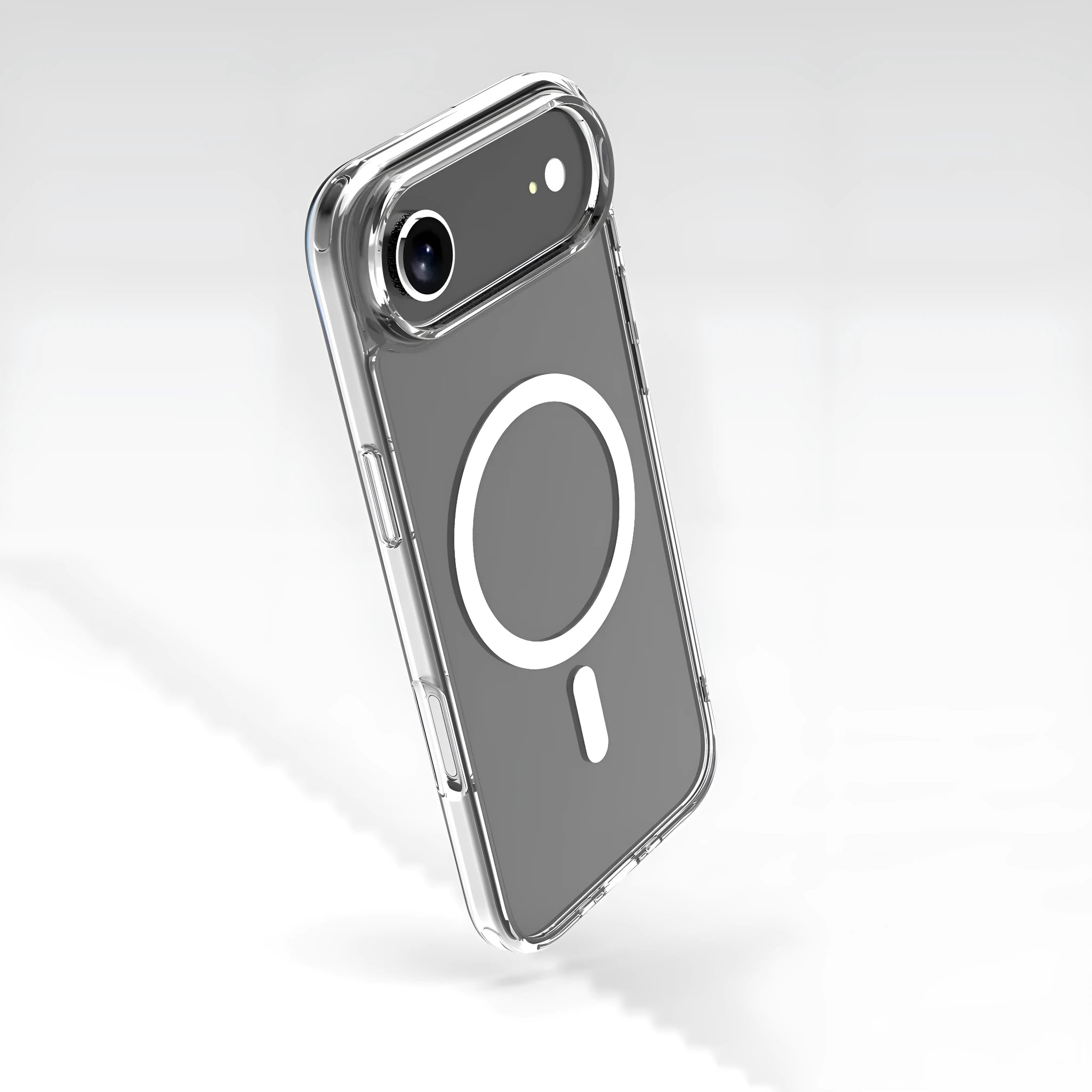 Transparent magnetic shockproof phone case for iPhone 17 AIR and iPhone 17 Pro models.