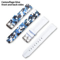 Camouflage pattern silicone watch strap in 20mm 22mm 24mm width options with green blue grey colours