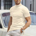 Men's plus size half-high collar sports T-shirt in cotton blend fabric available in five colours