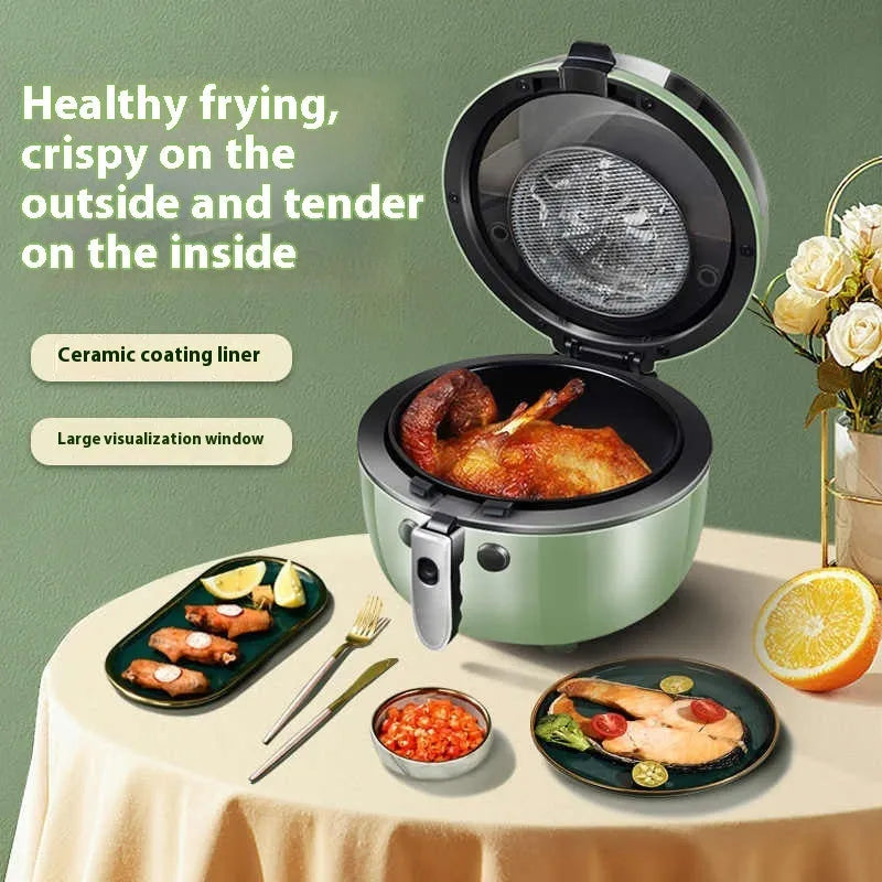 8-litre visible air fryer oven with mechanical button controls and EU conversion plug