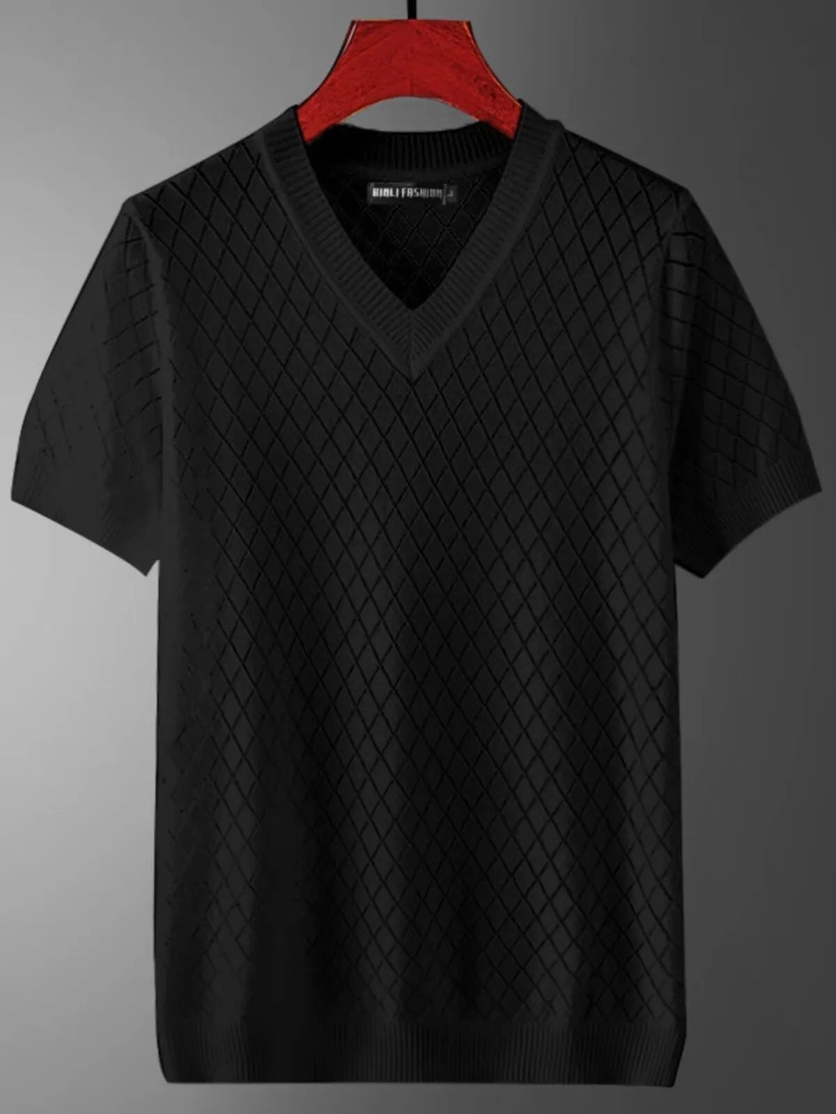 Men's black and white V-neck and round neck t-shirts in Korean style chemical fibre blend fabric