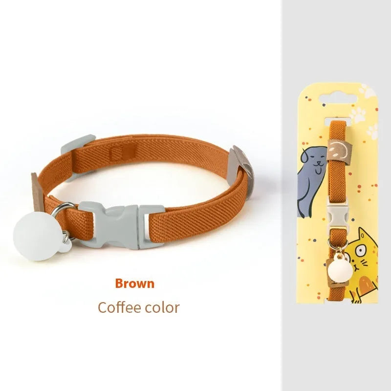 A high elasticity polyester pet collar for small dogs, shown in multiple solid colours on a white background.