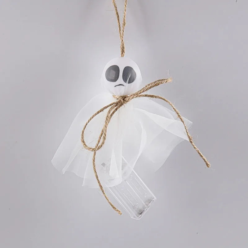 Halloween ghost-themed LED string lights with colourful beads and a battery box for cord-free decoration.