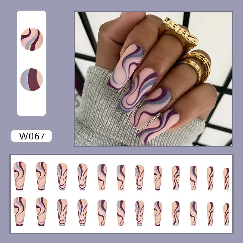 Ballet wave line nail stickers set with jelly glue in multiple pattern options