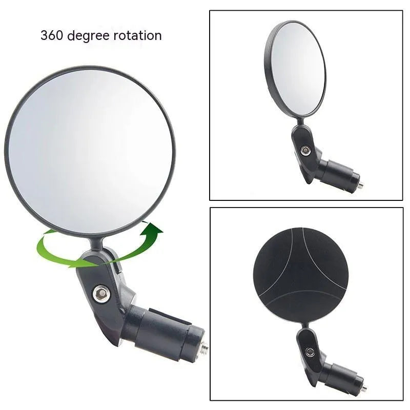 Black foldable convex rearview mirror with 7 cm diameter reflector