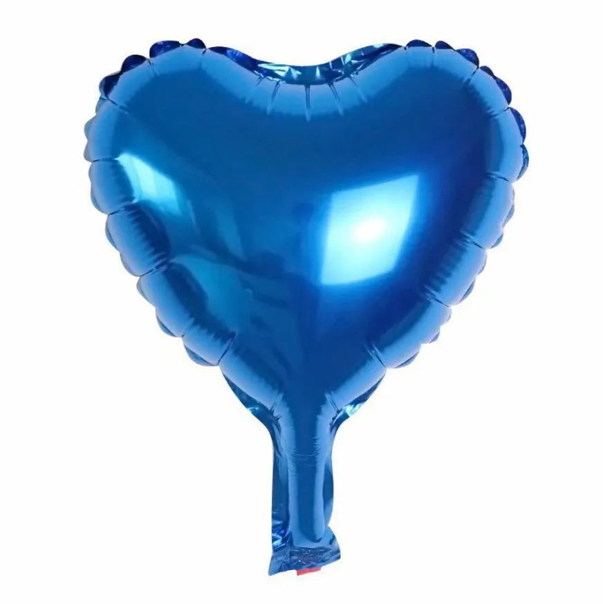 Five peach heart-shaped aluminium balloons in metallic colours for party decorations