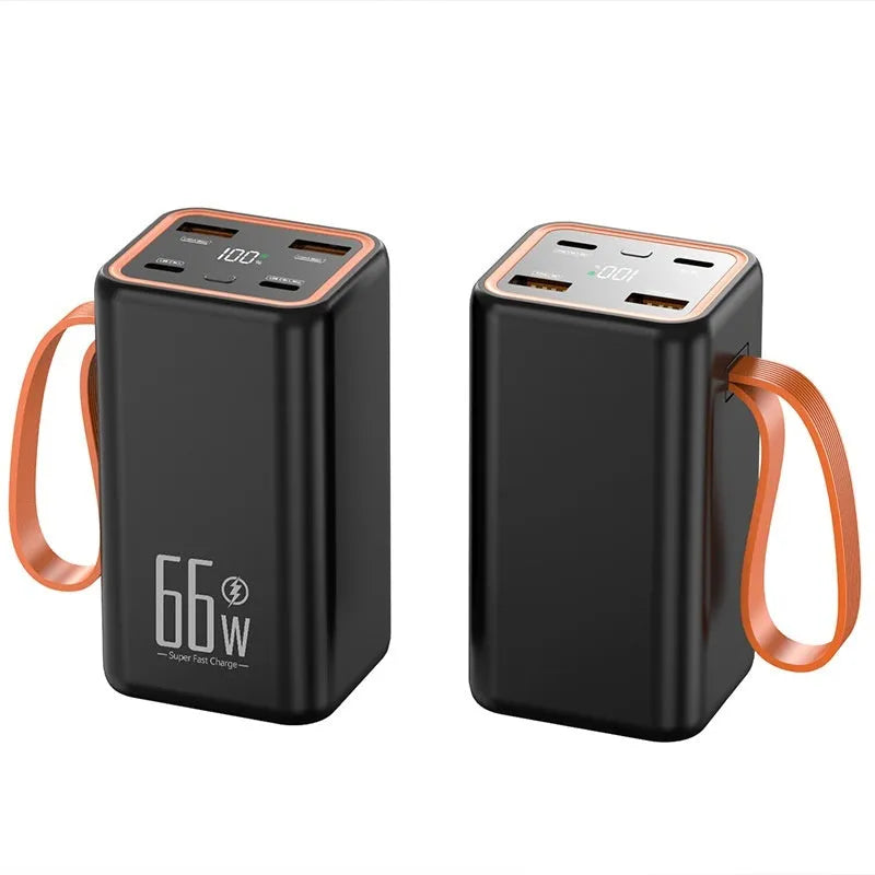 PD66W fast charge 20000mAh power bank in black or white plastic case