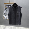 Men's solid colour loose fit cotton sleeveless t-shirt on a hanger