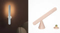Geometric wireless table lamp with magnetic base in khaki colour
