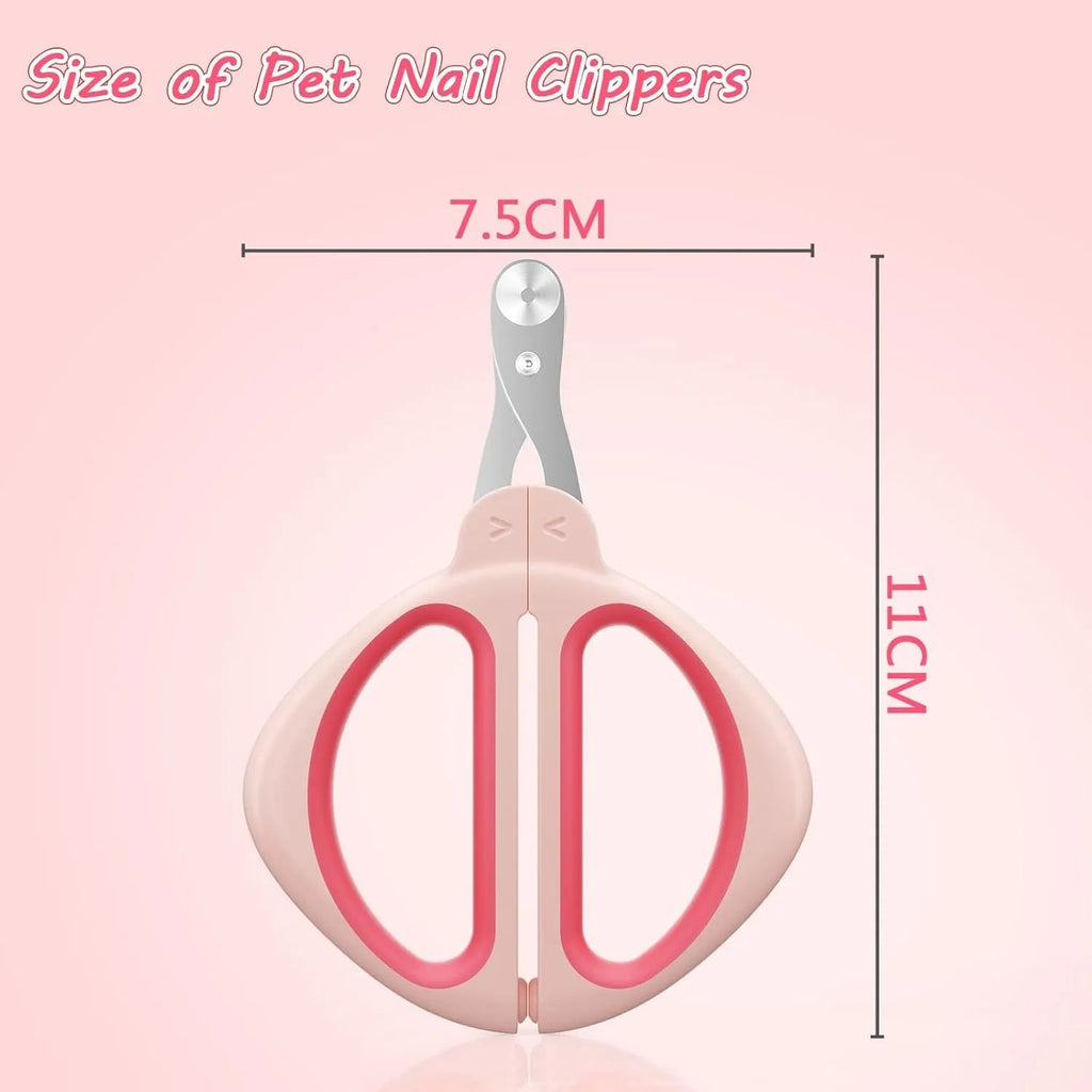 Blue cat nail clipper with positioning round hole and non-slip handle for safe pet grooming