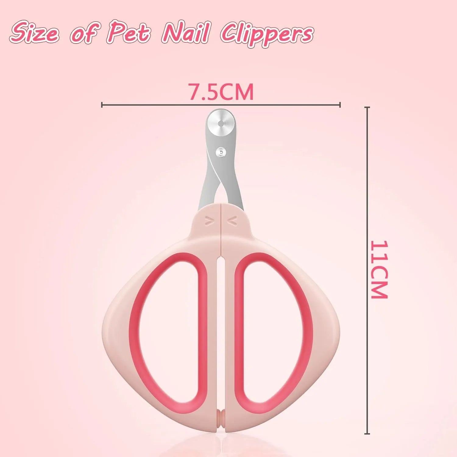 Blue cat nail clipper with positioning round hole and non-slip handle for safe pet grooming
