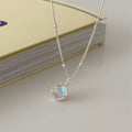 925 silver geometric stone pendant necklace on curb chain for women