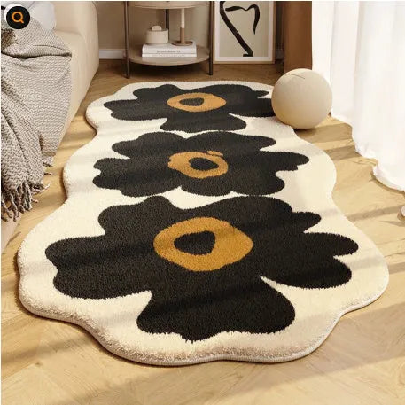 Flower shaped cashmere bedside blanket with alien cartoon design in multiple colour options