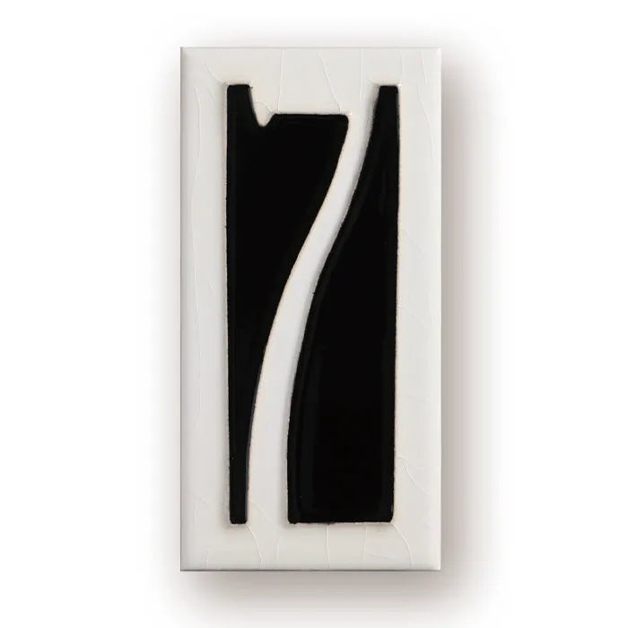 Handmade retro ceramic doorplate with enamel art number, measuring 76mm by 152mm.