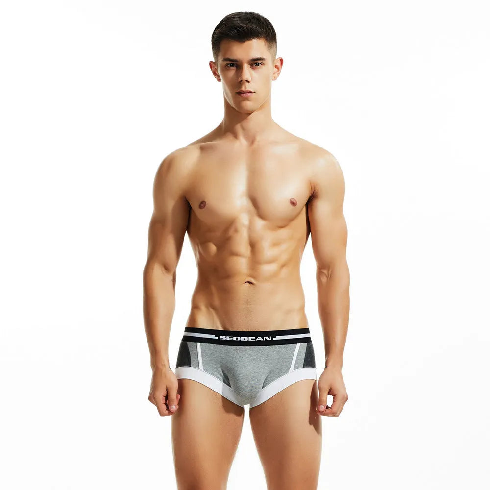 Men's low-waist cotton boxer shorts in red, dark blue and light grey colours