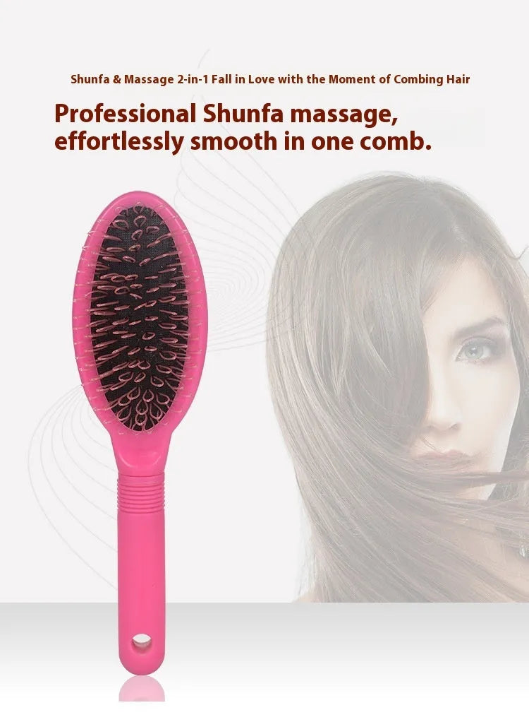 Black and pink ABS plastic hair extension comb with ring teeth measuring 22cm by 6cm