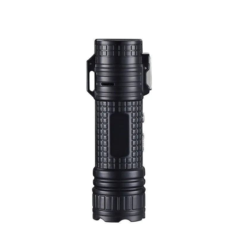 TH727 multi-function waterproof flashlight lighter in metal housing showing five colour options