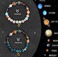 Natural stone bead bracelet set featuring all twelve zodiac signs with two bracelets per style