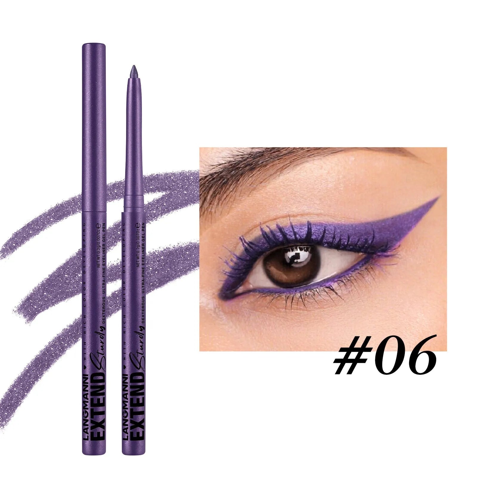 12 colourful gel eyeliner pencils in vibrant shades including glitter and metallic finishes