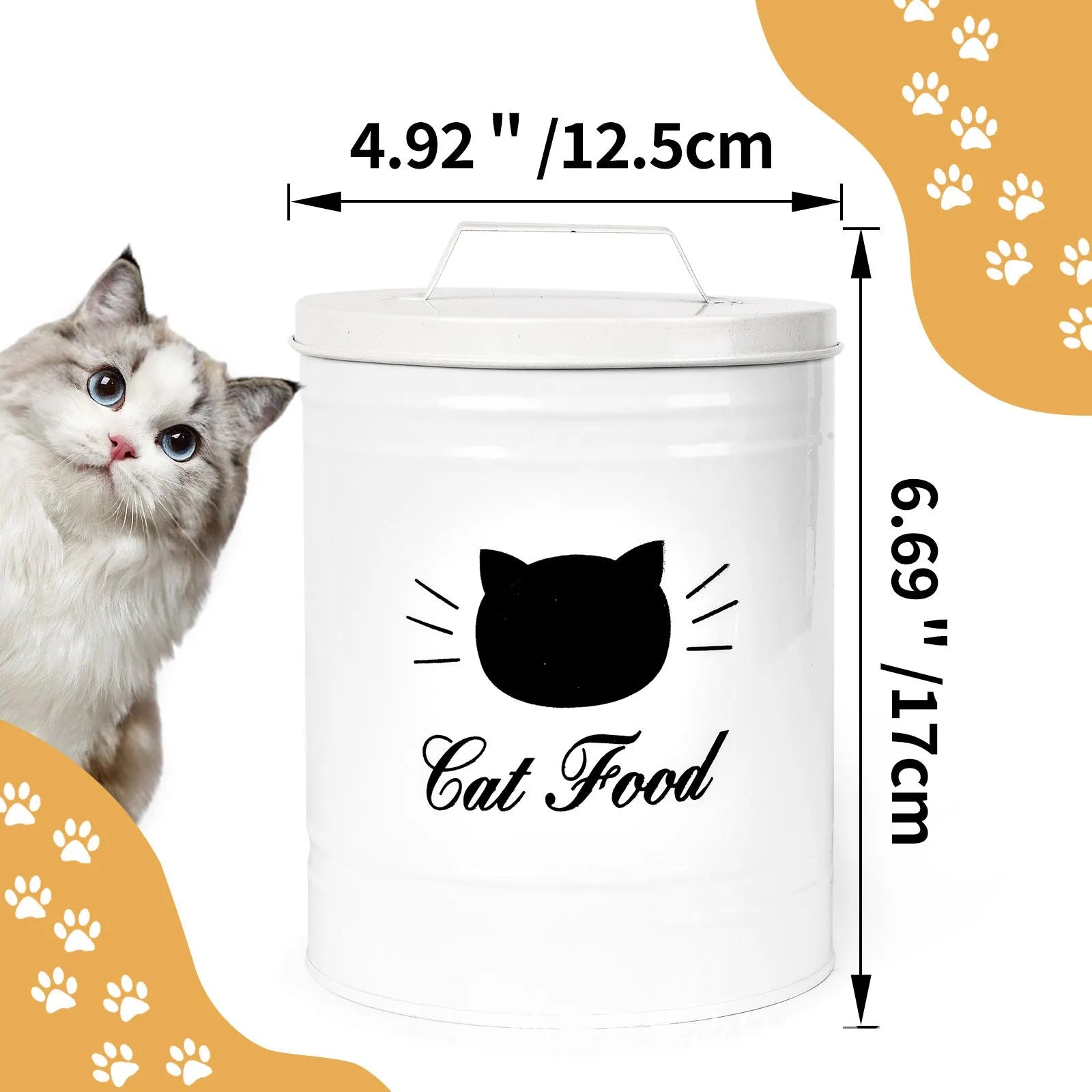 Iron sheet moisture-proof storage bucket with 301-500ml capacity in black or white colour options