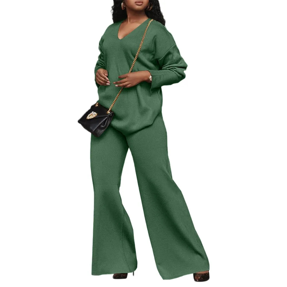 Women's brown thickened suede two-piece suit with long sleeves and trousers, Japanese-Korean casual style