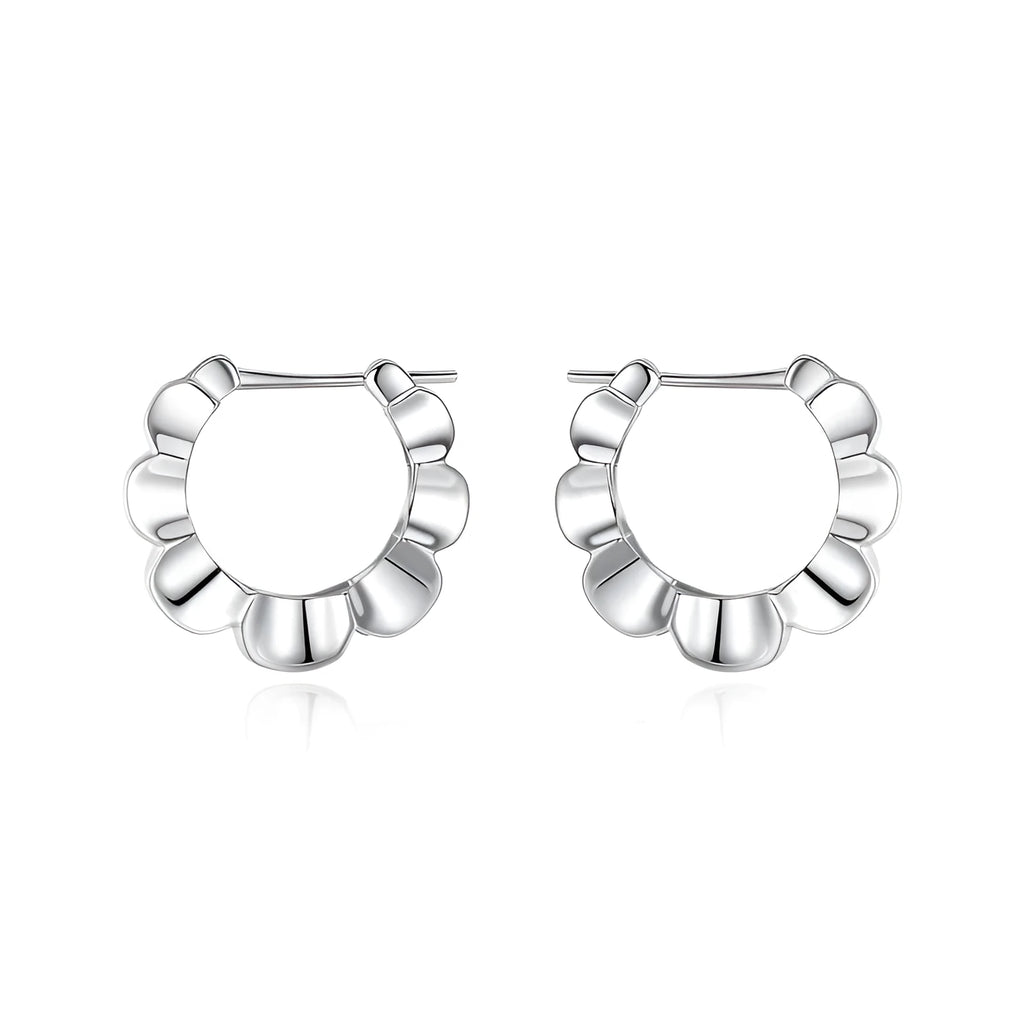 Sterling silver retro geometric earrings with round design elements