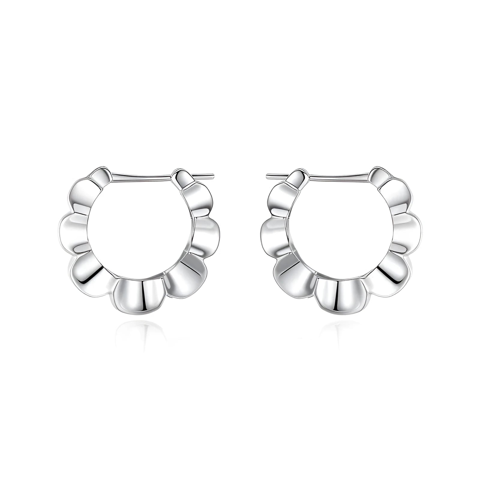 Sterling silver retro geometric earrings with round design elements