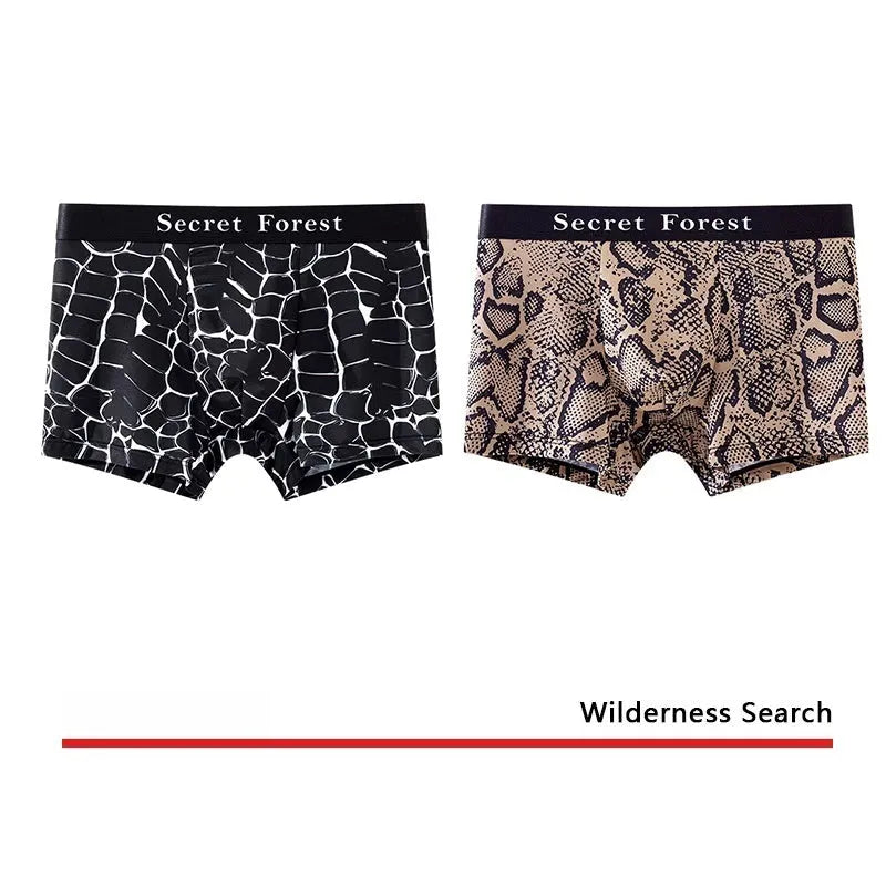 Men's thin polyester boxer shorts in black, grey, and brown with loose fit and mid-rise waist