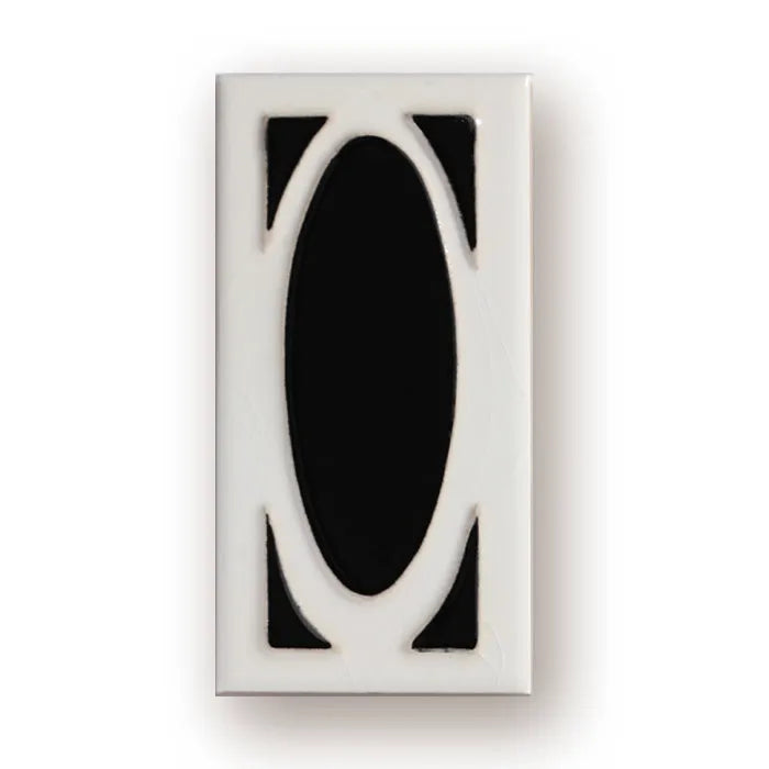 Handmade retro ceramic doorplate with enamel art number, measuring 76mm by 152mm.