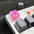 Resin starry sky artisan keycap in green, pink, red, or violet for mechanical keyboard customisation.