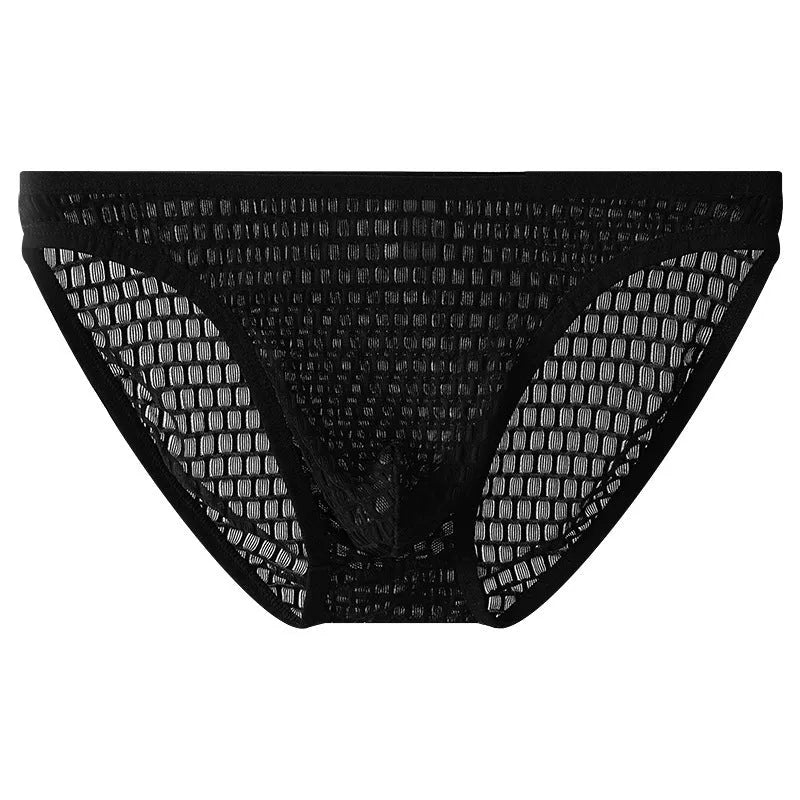 Men's low waist transparent lace underwear shorts in black, green, light purple, rose red, or white