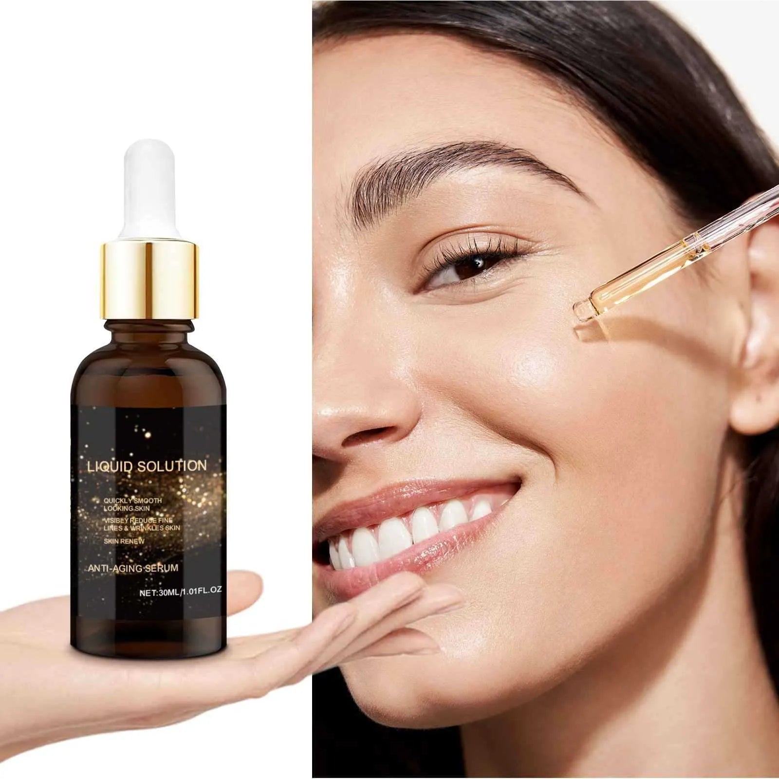 30ml facial moisturising solution in 9cm tall bottle with hyaluronic acid