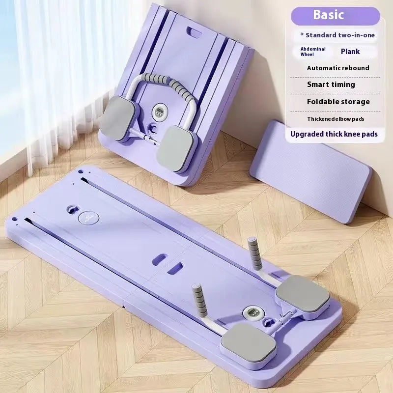 Standard purple fitness board with automatic rebound abdominal wheel for multi-exercise home training