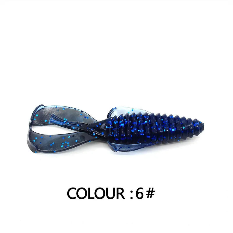 PVC soft plastic fishing lure in a selection of colours, shown in 8cm and 12cm sizes.