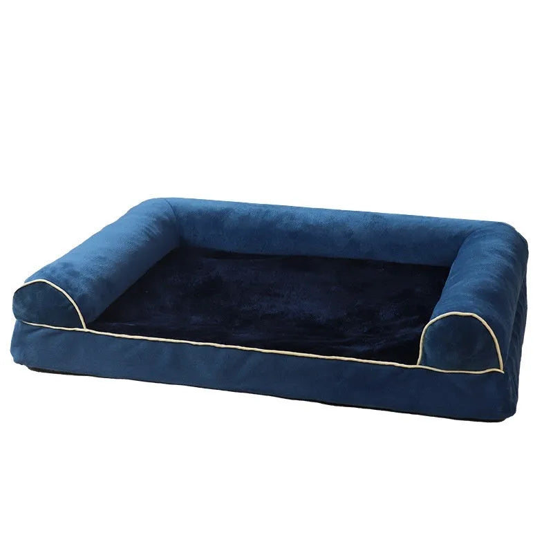 Square cloth dog bed with sponge insert, shown in dark grey colour