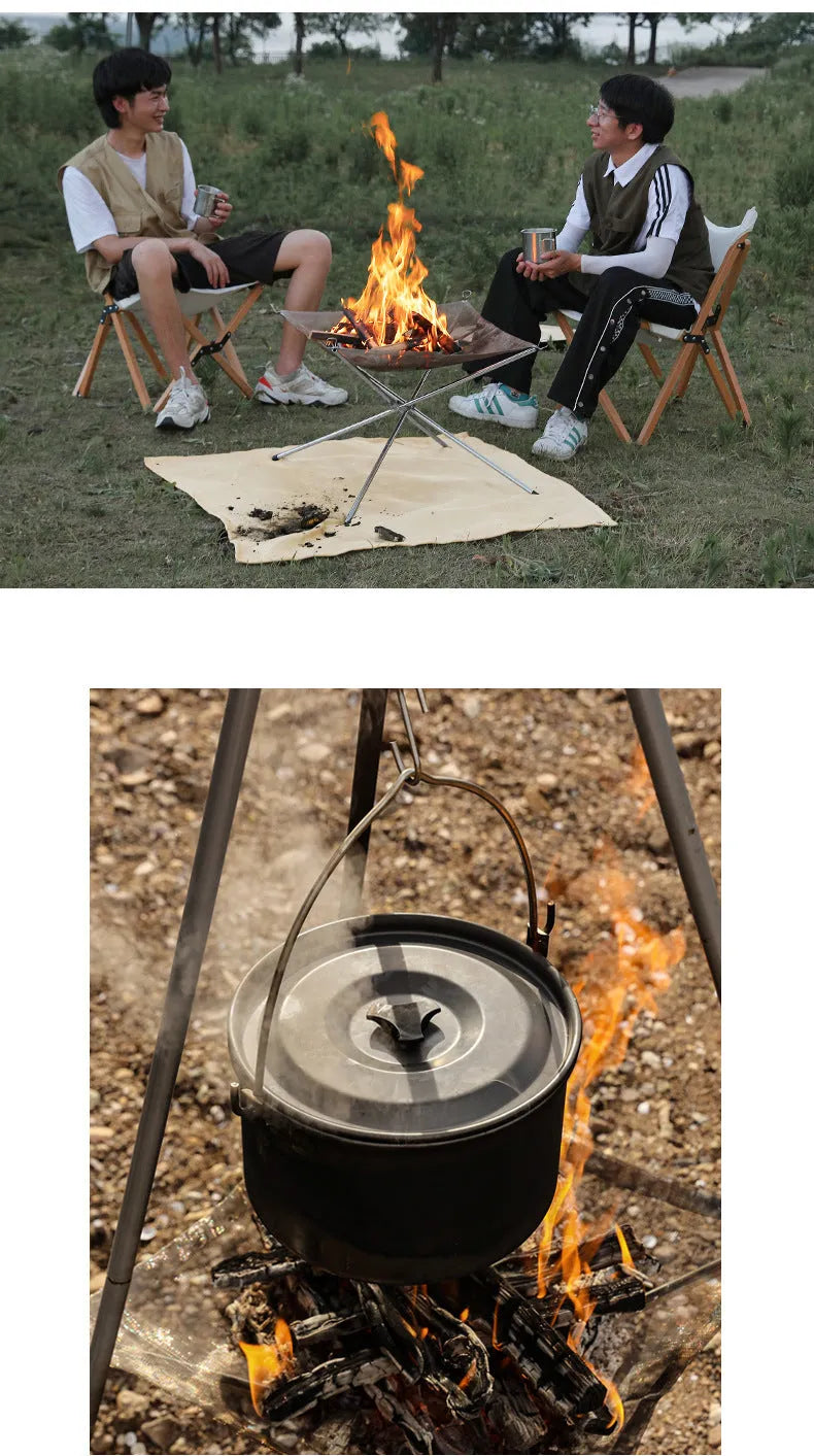 Silver stainless steel barbecue net and grill set for outdoor cooking with more than five people